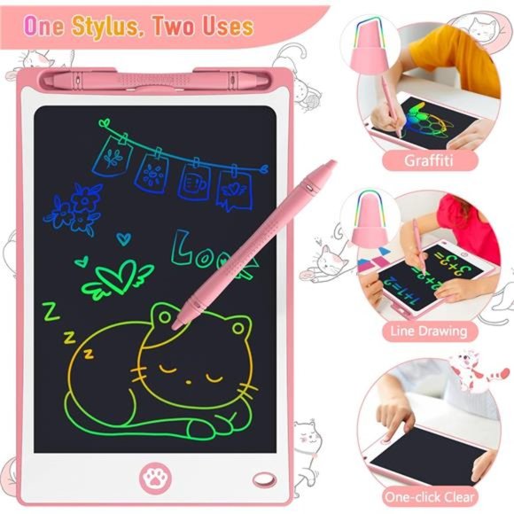 LCD Writing Tablet 8.8" Toys Drawing Pad Magnetic Doodle Board For Kids (Pink) - Picture 4 of 6